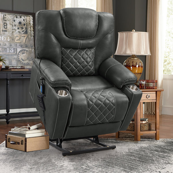 Latitude Run® Faux Leather Power Lift Recliner With Heat Massage Chair